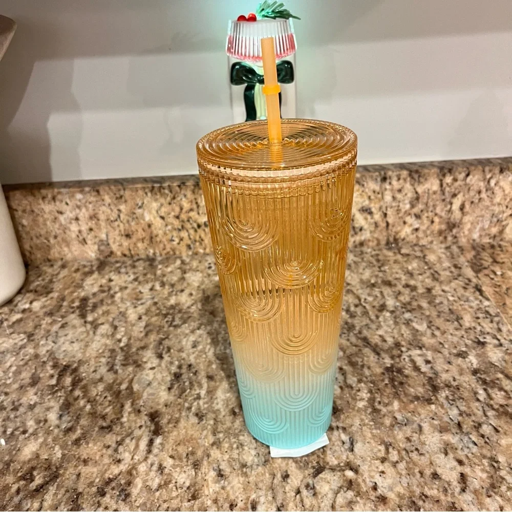New Starbucks Korea 2023 Cold Cup Tumbler Venti Blue Orange Gradation Scales